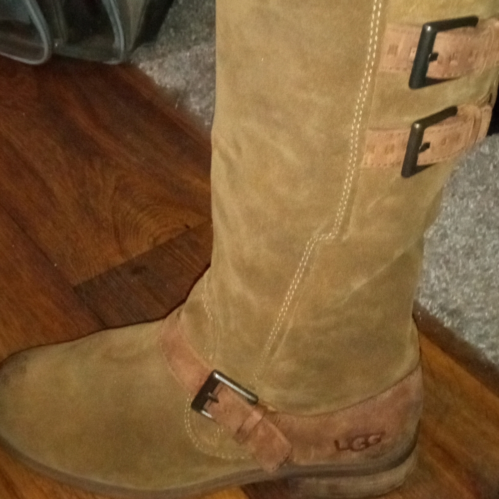 UGG Biker Boots 7½ suede tan/ leather brn